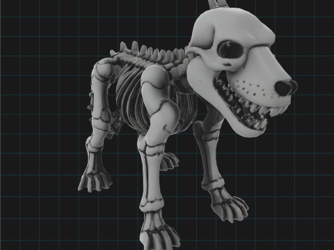 Cartoon Dog Skeleton Stylized Halloween Animal Bone Figure 3D 모델