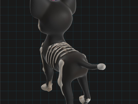Day of the Dead Skeleton Dog Cute Halloween Dog Character with Flowers Model 3D
