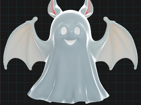 3D Halloween Bat Ghost Model Cute Cartoon Flying Spirit Creature 3D 모델