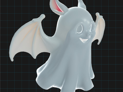3D Halloween Bat Ghost Model Cute Cartoon Flying Spirit Creature 3D मॉडल