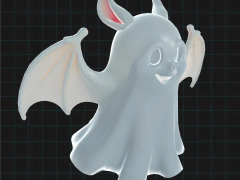 3D Halloween Bat Ghost Model Cute Cartoon Flying Spirit Creature 3D Model