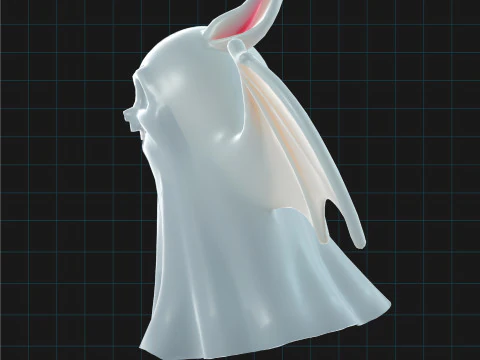 3D Halloween Bat Ghost Model Cute Cartoon Flying Spirit Creature 3D Model