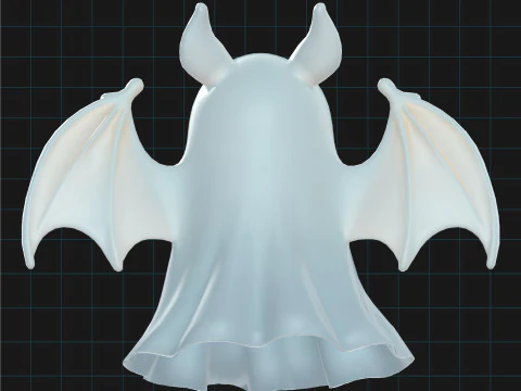 3D Halloween Bat Ghost Model Cute Cartoon Flying Spirit Creature 3D Model
