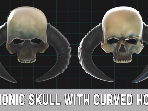 Demon Skull with Horns Fantasy Creature 3D 모델