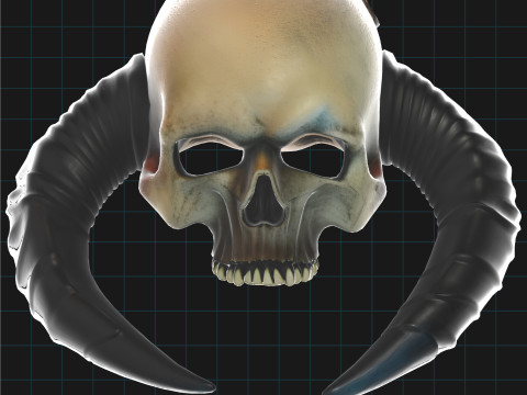 Demon Skull with Horns Fantasy Creature 3D Model