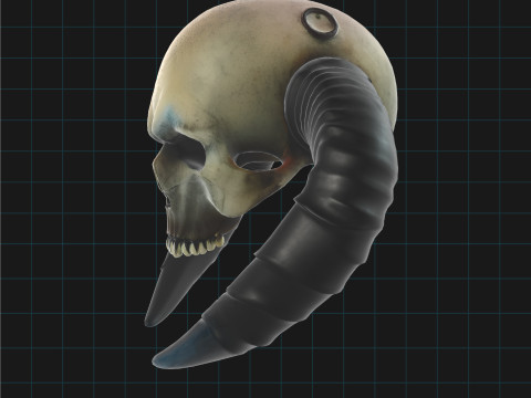 Demon Skull with Horns Fantasy Creature 3D Model