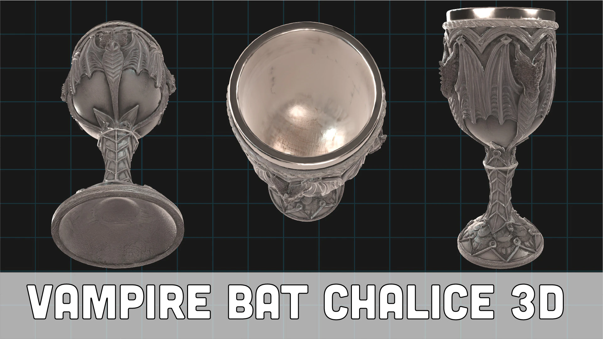 Vampire Bat Chalice Gothic Medieval Goblet 3D Model .c4d .max .obj .3ds .fbx .stl .blend 