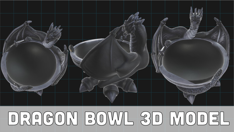 Dragon Bowl - Fantasy Decorative Dragon 3D Model .c4d .max .obj .3ds .fbx .stl .blend 