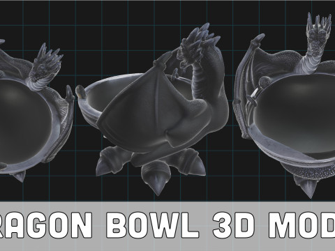 Dragon Bowl - Fantasy Decorative Dragon 3D Model