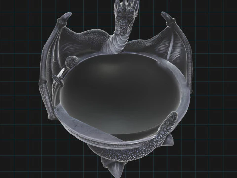 Dragon Bowl - Fantasie Decoratieve Draak 3D Model