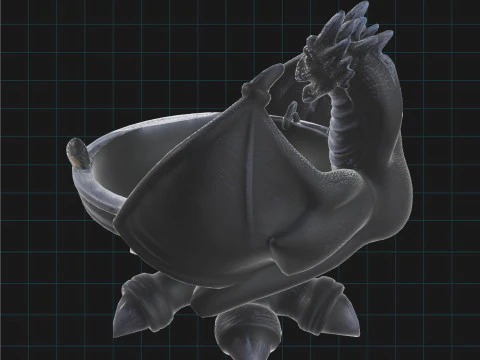 Dragon Bowl - Fantasie Decoratieve Draak 3D Model