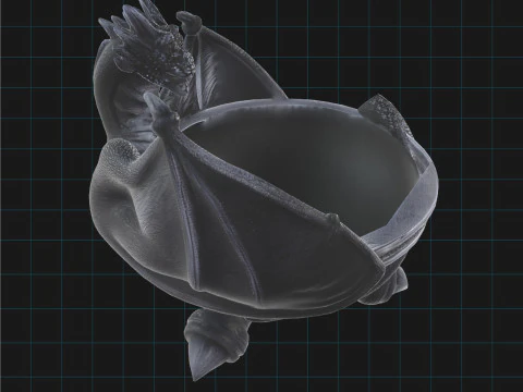 Dragon Bowl - Fantasie Decoratieve Draak 3D Model