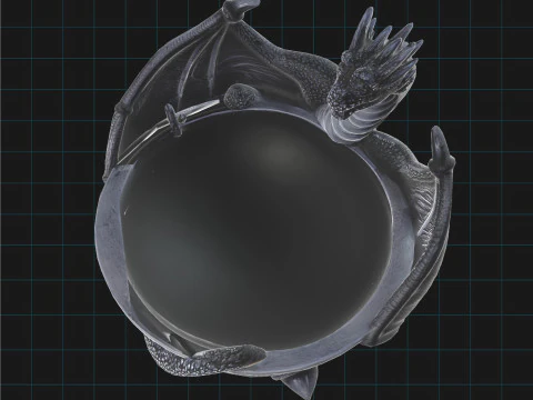 Dragon Bowl - Fantasie Decoratieve Draak 3D Model