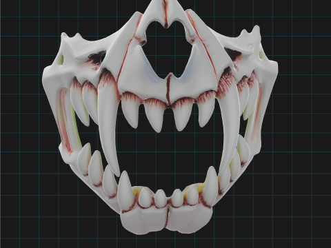 Demon Skull Jaw - Horror Monster Teeth Fangs 3D Model