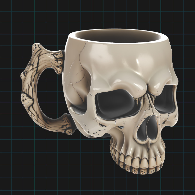 Gothic Skull Mug - Coffee Cup Asset 3D Model .c4d .max .obj .3ds .fbx .stl .blend