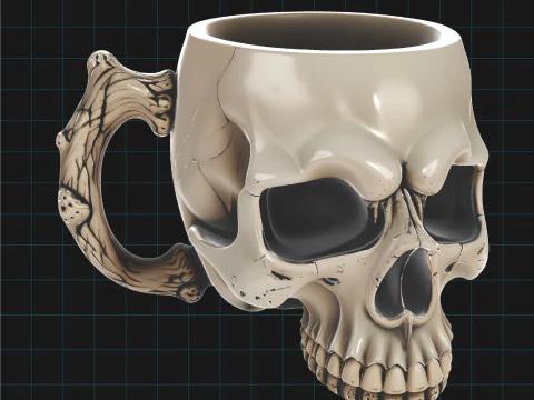Caneca de Caveira G&oacute;tica - Ativo de X&iacute;cara de Caf&eacute; Modelo 3D