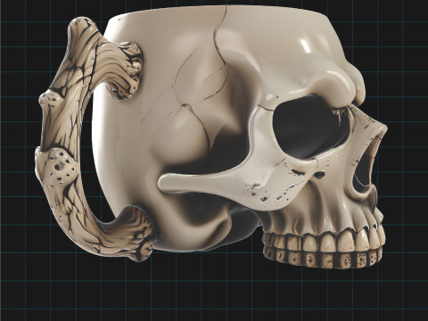 Gothic Skull Mug - Coffee Cup Asset 3D Model