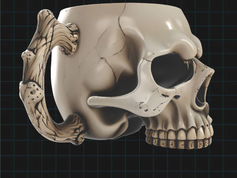 Gothic Skull Mug - Coffee Cup Asset 3D Model