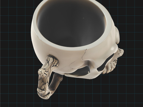 Gothic Skull Mug - Coffee Cup Asset 3D Model