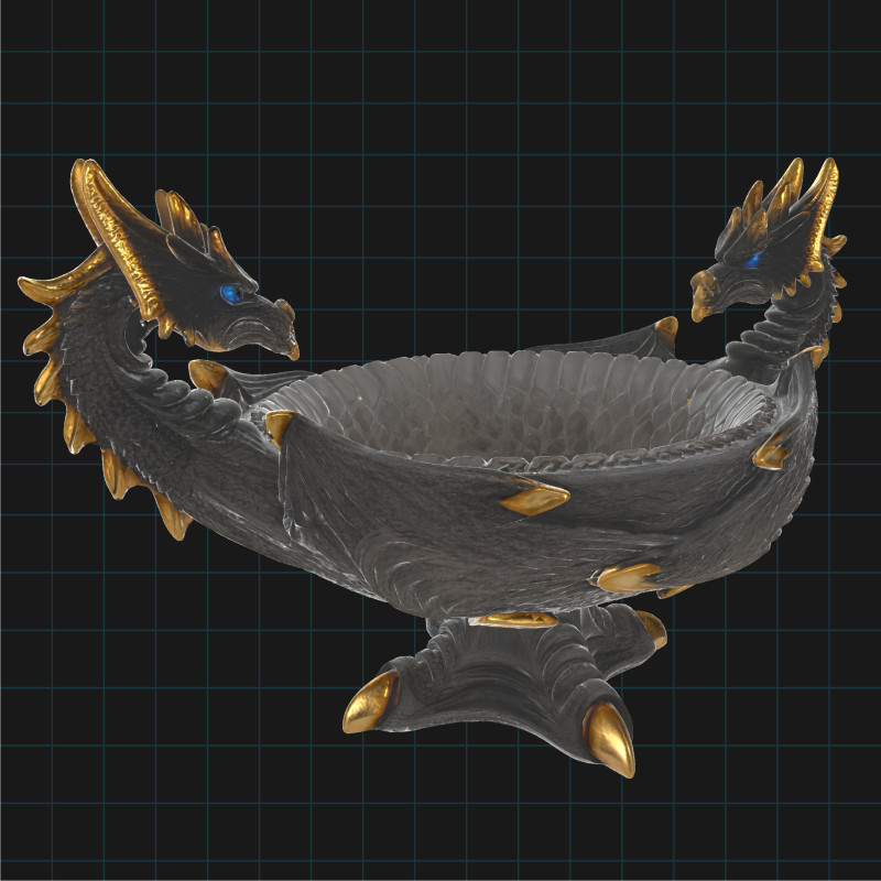 Dragon Bowl Fantasy - Medieval Gothic Home Decor 3D Модель .c4d .max .obj .3ds .fbx .stl .blend 