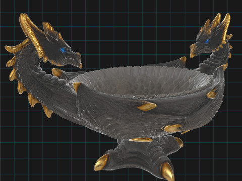 Dragon Bowl Fantasy - Medieval Gothic Home Decor 3D Model