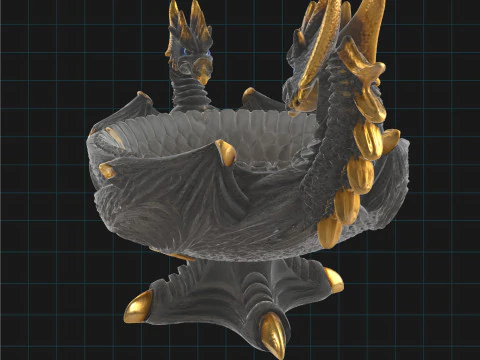 Dragon Bowl Fantasy - Medieval Gothic Home Decor 3D Model