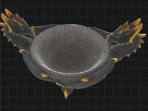 Dragon Bowl Fantasy - Medieval Gothic Home Decor 3D Model