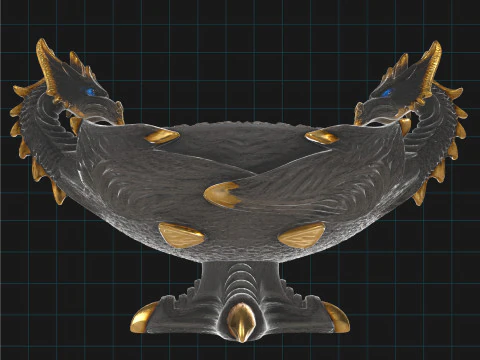 Dragon Bowl Fantasy - Medieval Gothic Home Decor 3D Model