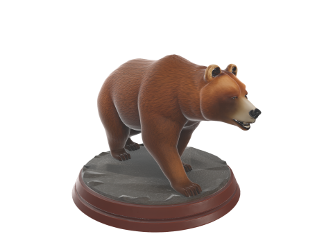 Realistic Bear Figurine Animal Model for Dioramas 3D Print Model