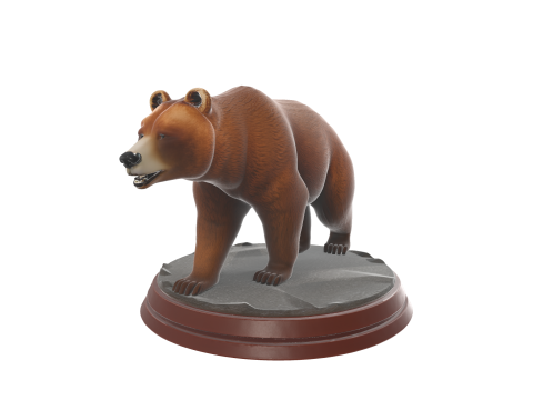 Realistic Bear Figurine Animal Model for Dioramas 3D Принт Модель