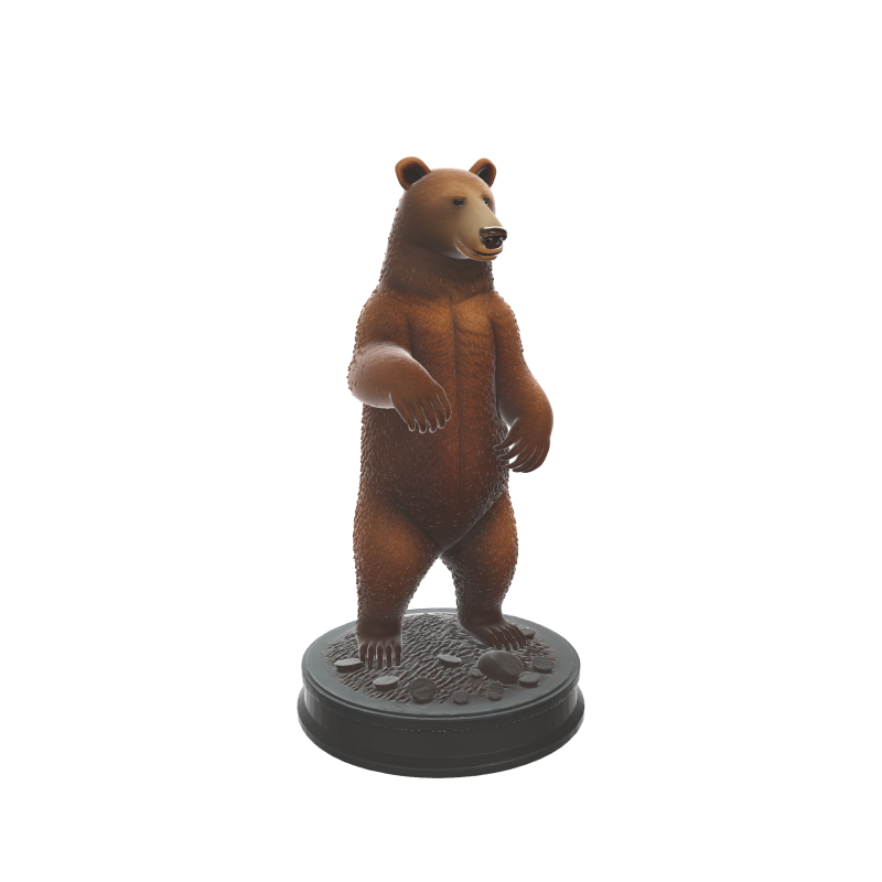 Standing Bear Figurine Wildlife Animal Sculpture 3D 프린트 모델 .c4d .max .obj .3ds .fbx .stl .blend