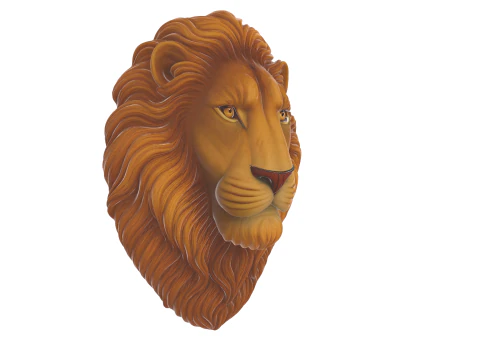Escultura majestosa de parede com cabe&ccedil;a de le&atilde;o - pe&ccedil;a de arte real do rei das feras Modelo de Impressão 3D