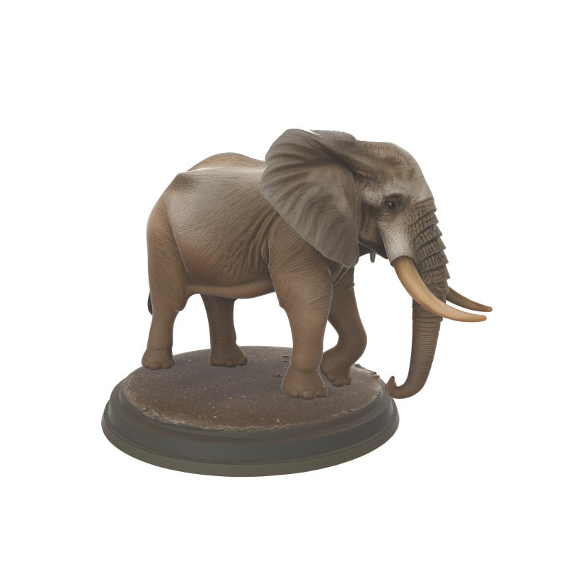 Majestic African Elephant Figurine Wildlife Sculpture Model do druku 3D .c4d .max .obj .3ds .fbx .stl .blend 