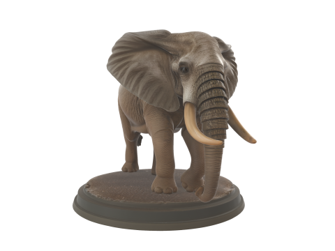Majestic African Elephant Figurine Wildlife Sculpture Model do druku 3D