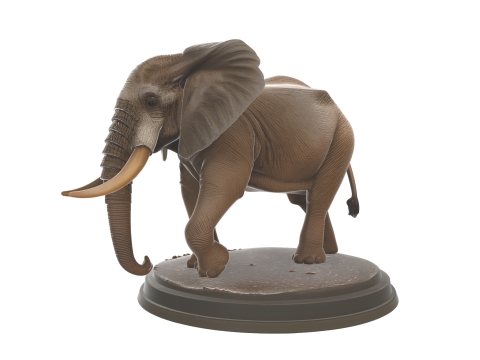 Majestic African Elephant Figurine Wildlife Sculpture Model do druku 3D