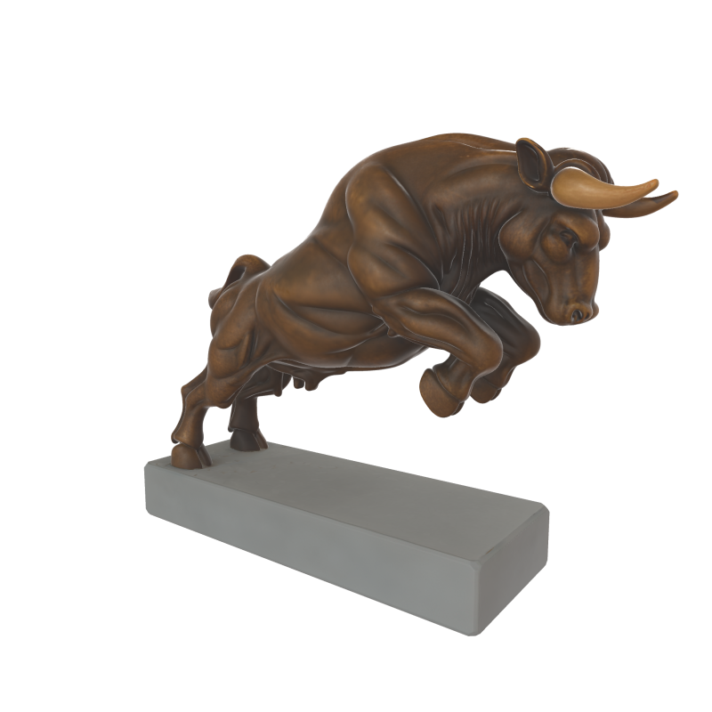 Charging Bull Sculpture - Dynamic Bronze-Style Statue Modelo de impresión 3D .c4d .max .obj .3ds .fbx .stl .blend 