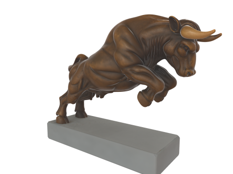 Charging Bull Sculpture - Dynamic Bronze-Style Statue 3D Print Model