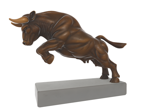 Charging Bull Sculpture - Dynamic Bronze-Style Statue Modelo de impresión 3D
