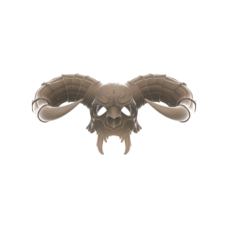 Demonic Ram Skull Mask with Fangs Fantasy Horror Model do druku 3D .c4d .max .obj .3ds .fbx .stl .blend 