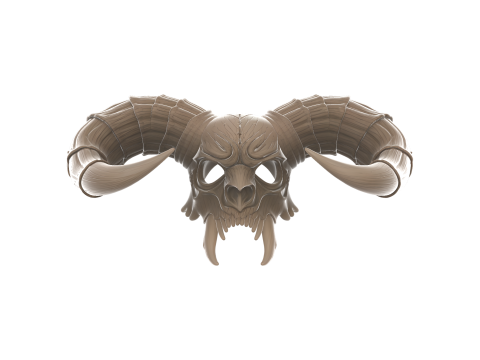 Demonic Ram Skull Mask with Fangs Fantasy Horror Model Cetak 3D