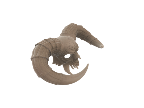 Demonic Ram Skull Mask with Fangs Fantasy Horror Model do druku 3D