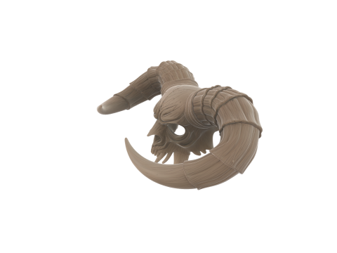Demonic Ram Skull Mask with Fangs Fantasy Horror Model do druku 3D