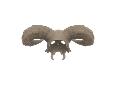 Demonic Ram Skull Mask with Fangs Fantasy Horror 3D Print Model