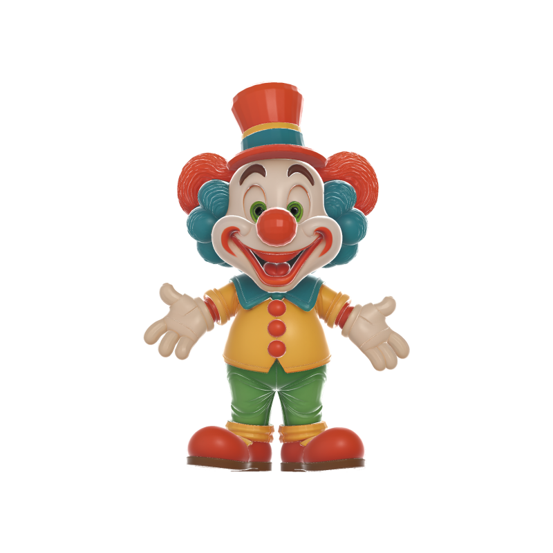 Cute Cartoon Clown Figurine 3D 模型 .c4d .max .obj .3ds .fbx .stl .blend