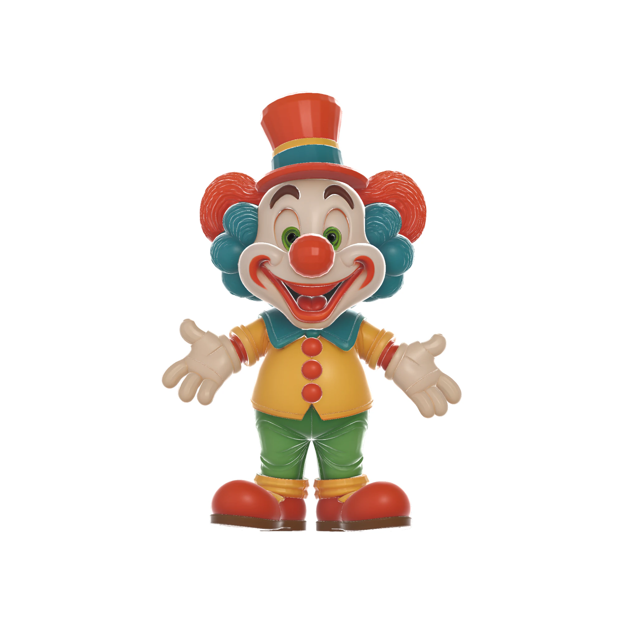 Cute Cartoon Clown Figurine 3D Model .c4d .max .obj .3ds .fbx .stl .blend 