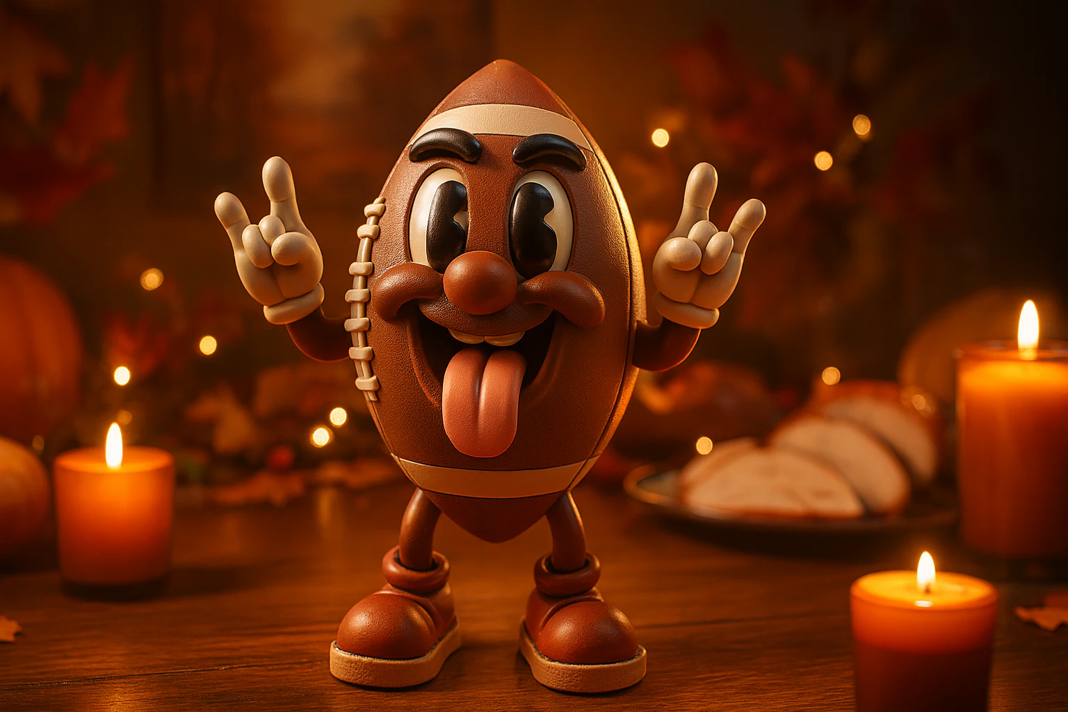 Thanksgiving Football Character 3D Print Model Funny Turkey Day Sports Figurine Cartoon Football 3D Print Model .c4d .max .obj .3ds .fbx .stl .blend 