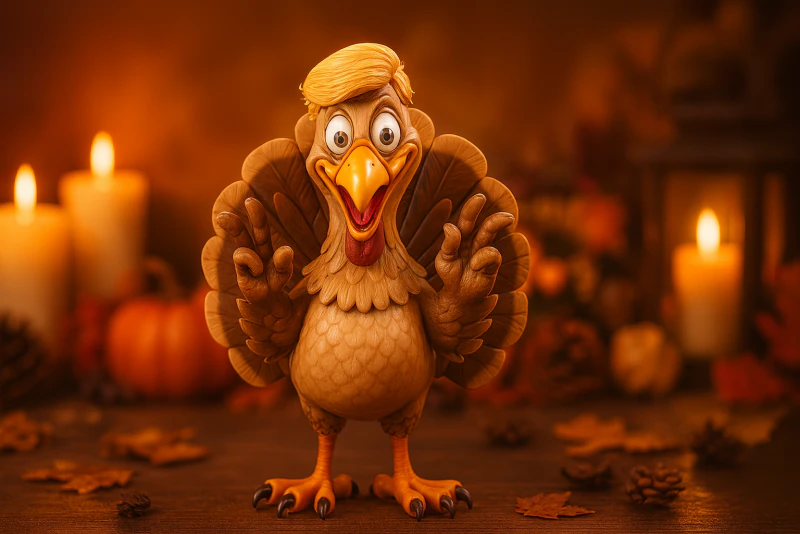 Dinde de dessin animé drôle avec cheveux, modèle imprimé en 3D, décoration de Thanksgiving, Figurine Unique de dinde Hol Modèles 3D en vedette .c4d .max .obj .3ds .fbx .stl .blend