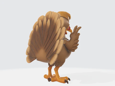 Dinde de dessin anim&eacute; dr&ocirc;le avec cheveux, mod&egrave;le imprim&eacute; en 3D, d&eacute;coration de Thanksgiving, Figurine Unique de dinde Hol Modèles 3D en vedette
