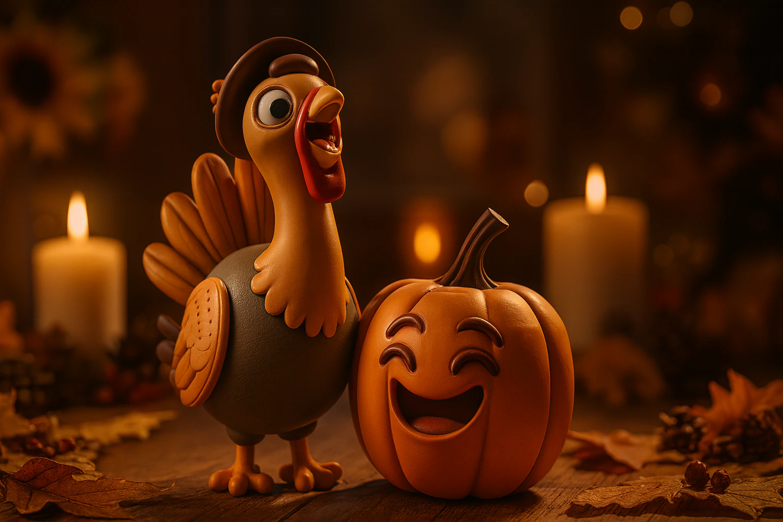 Turkey and Pumpkin Duo Thanksgiving Fall Decor Festive Holiday Display 3D Print Model .c4d .max .obj .3ds .fbx .stl .blend 