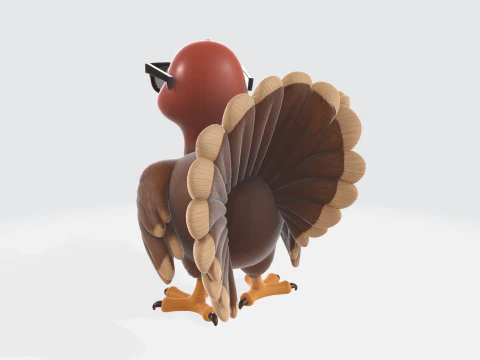 Cool Turkey with Sunglasses Holding Pumpkin Pie Fun 3D Print Model for Thanksgiving Holiday Decor 3D Print Model